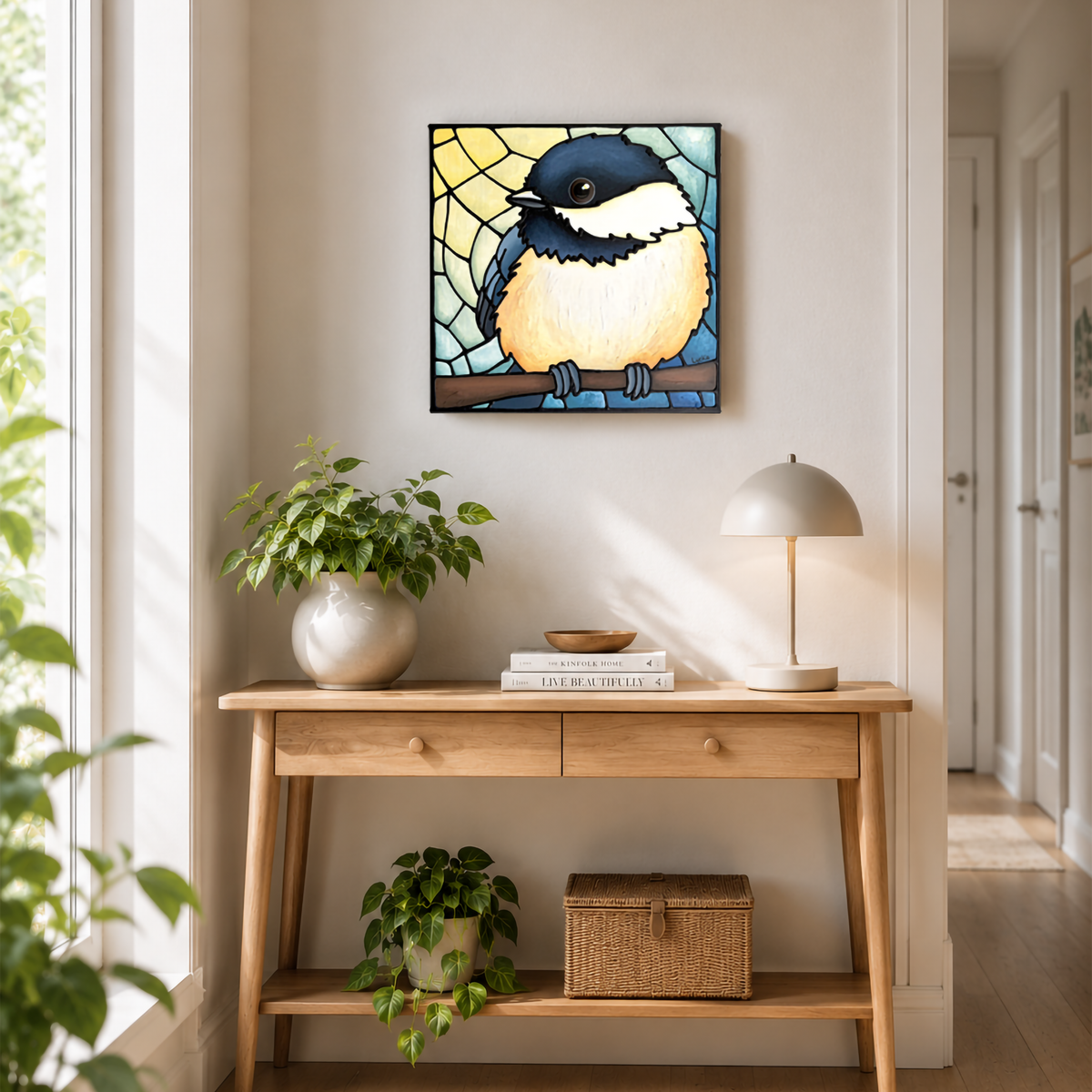 Chickadee Original Painting 12 x 12 inch