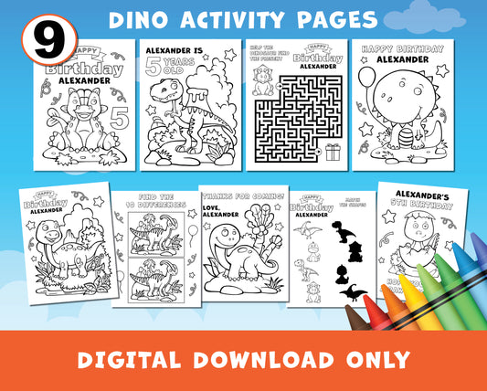 Dinosaur Custom Birthday Activity Pages