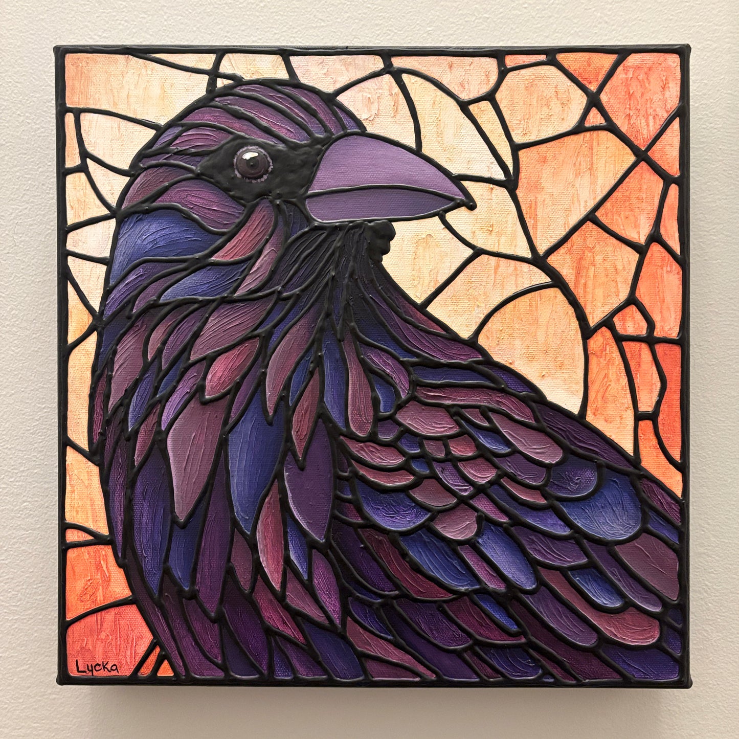 Raven Original Painting 12 x 12 inch