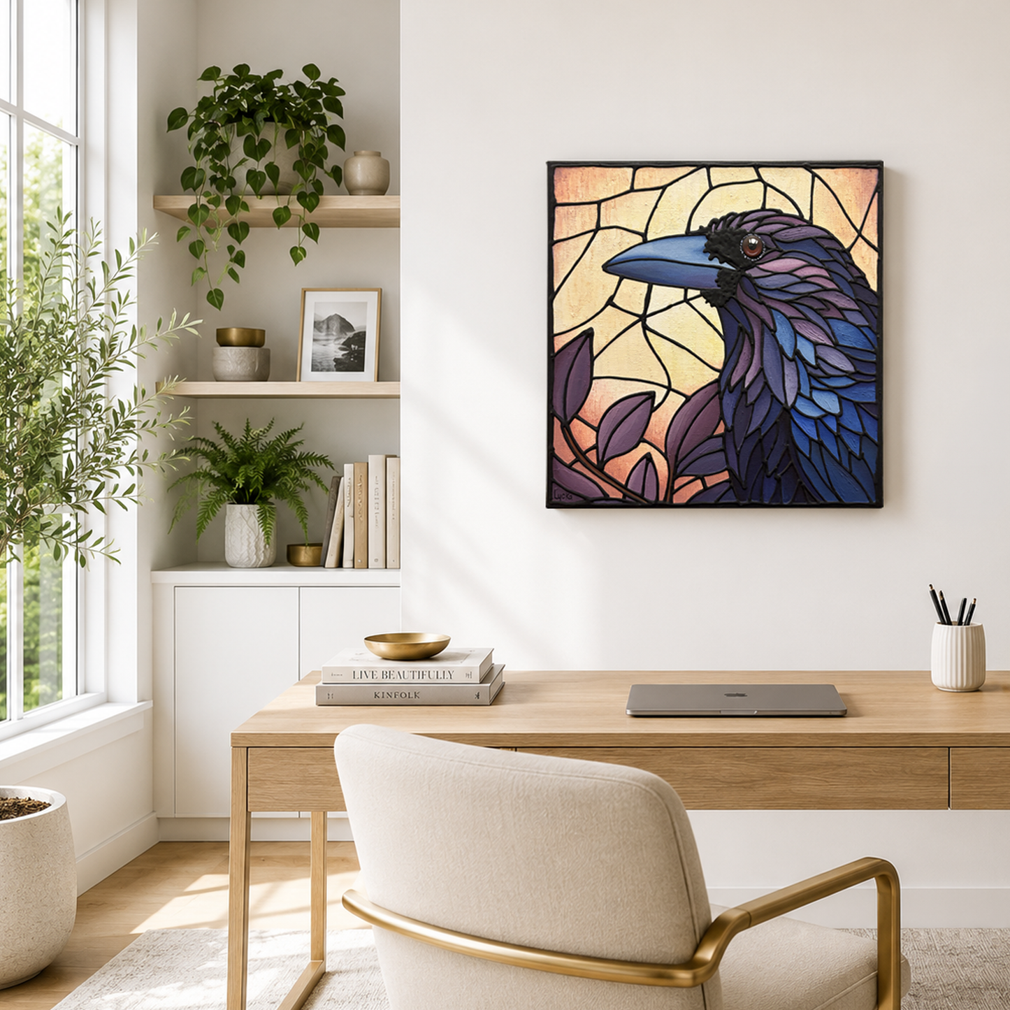 Raven Original Painting 12 x 12 inch