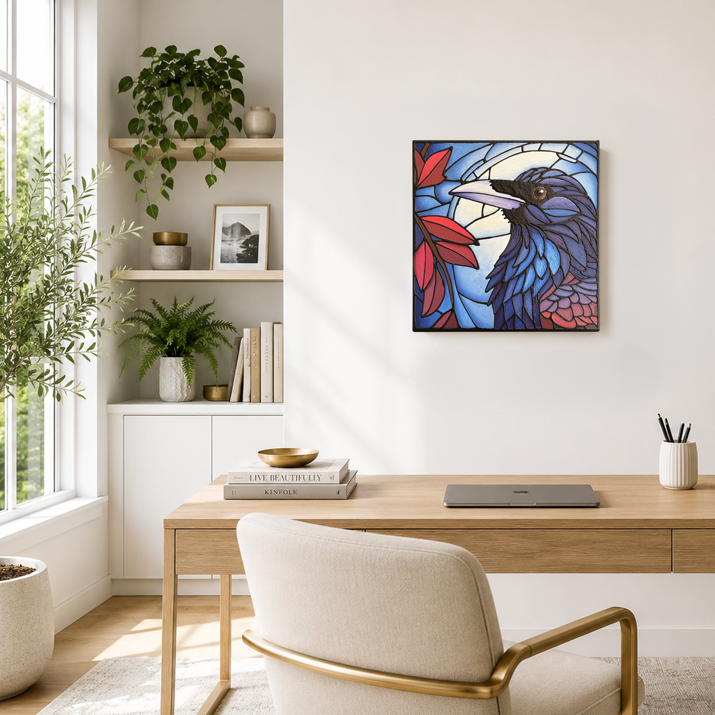 Moonlight Raven Original Painting 12 x 12 inch