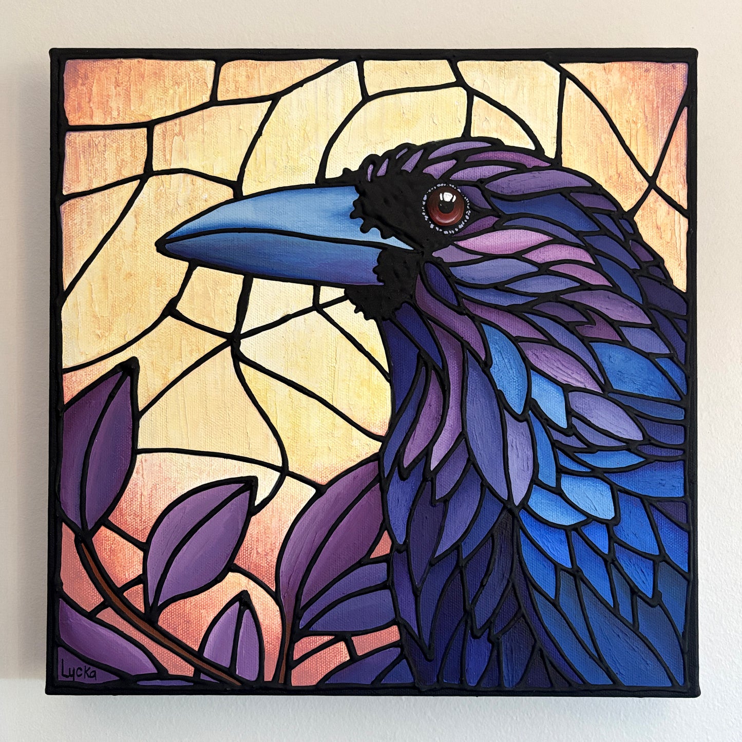 Raven Original Painting 12 x 12 inch