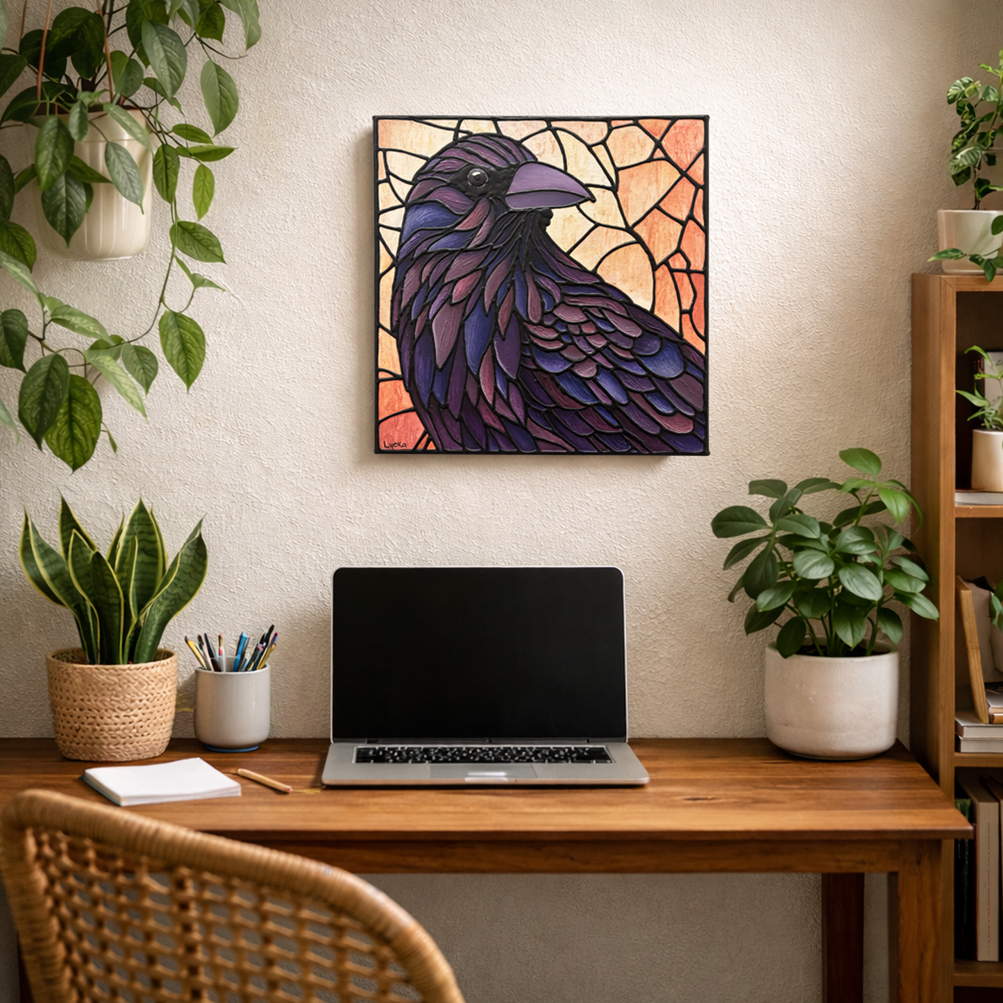Raven Original Painting 12 x 12 inch