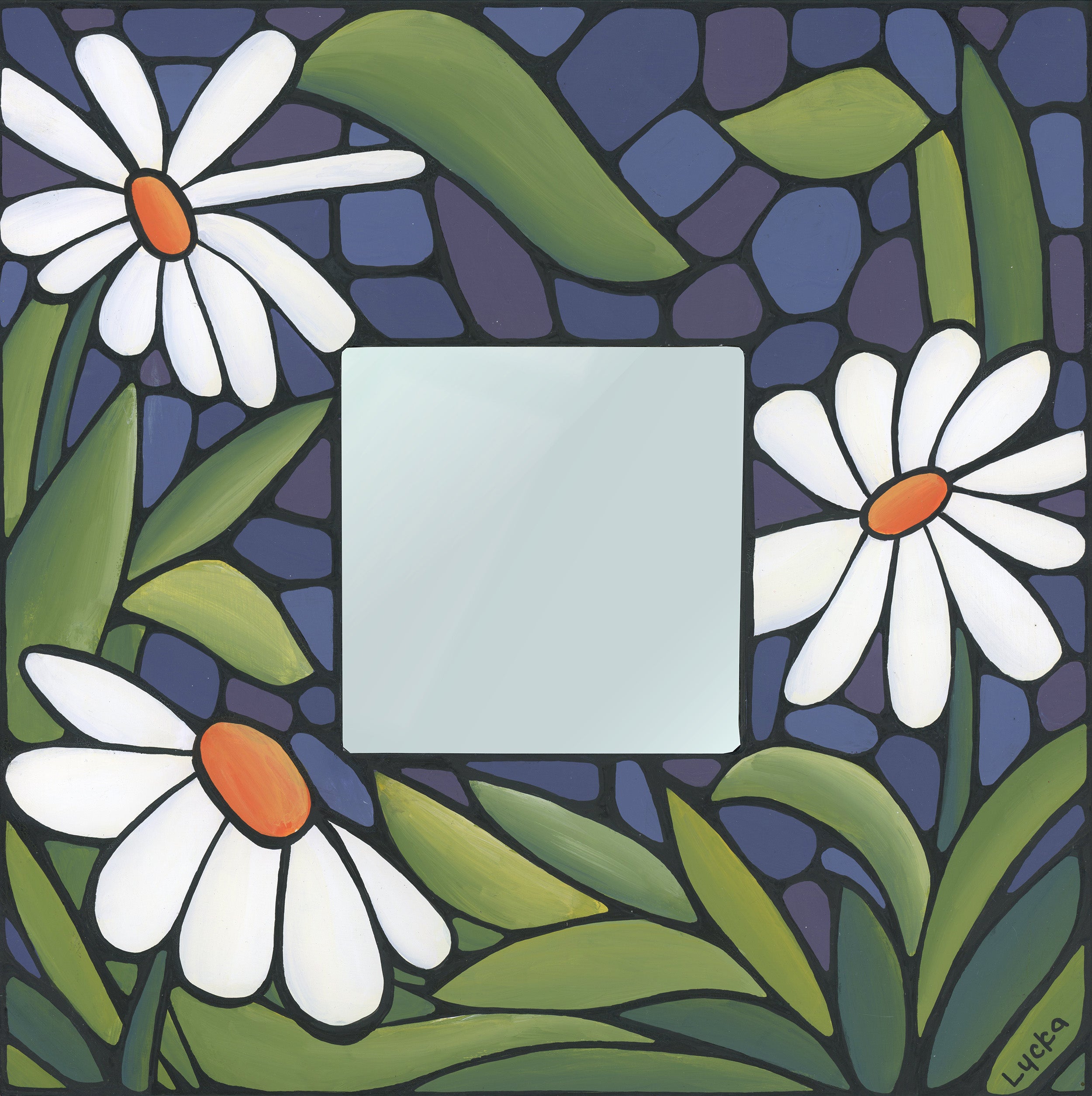 Daisy Mirror Original Painting 10" x 10"