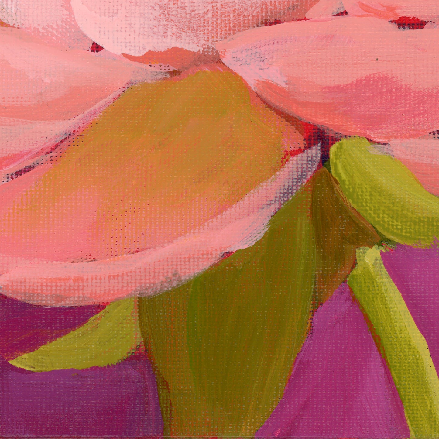 'Dreamy Peony' Original Painting Framed 10" x 10"