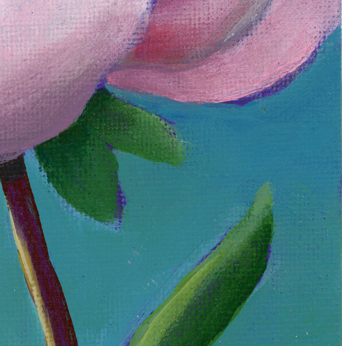 Pink Peony Original Painting 6 x 6 inch