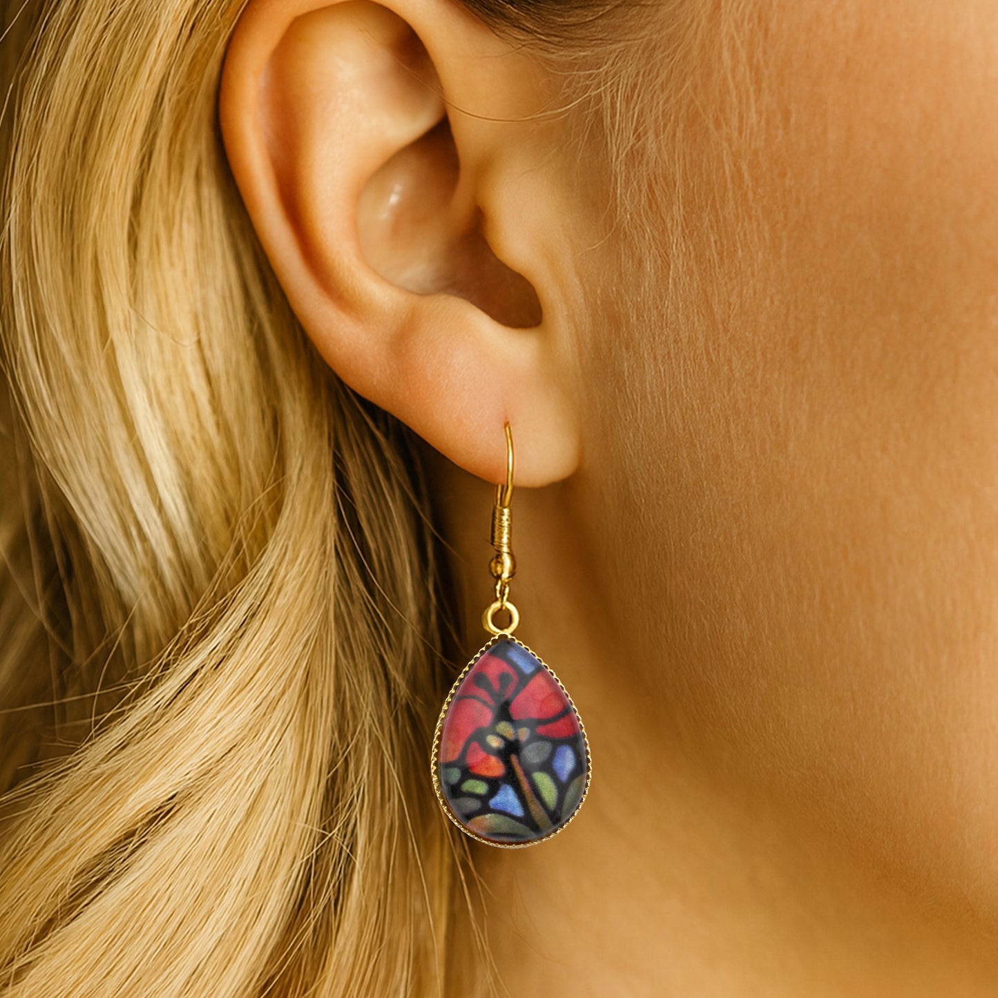 Poppy Gold Teardrop Earrings