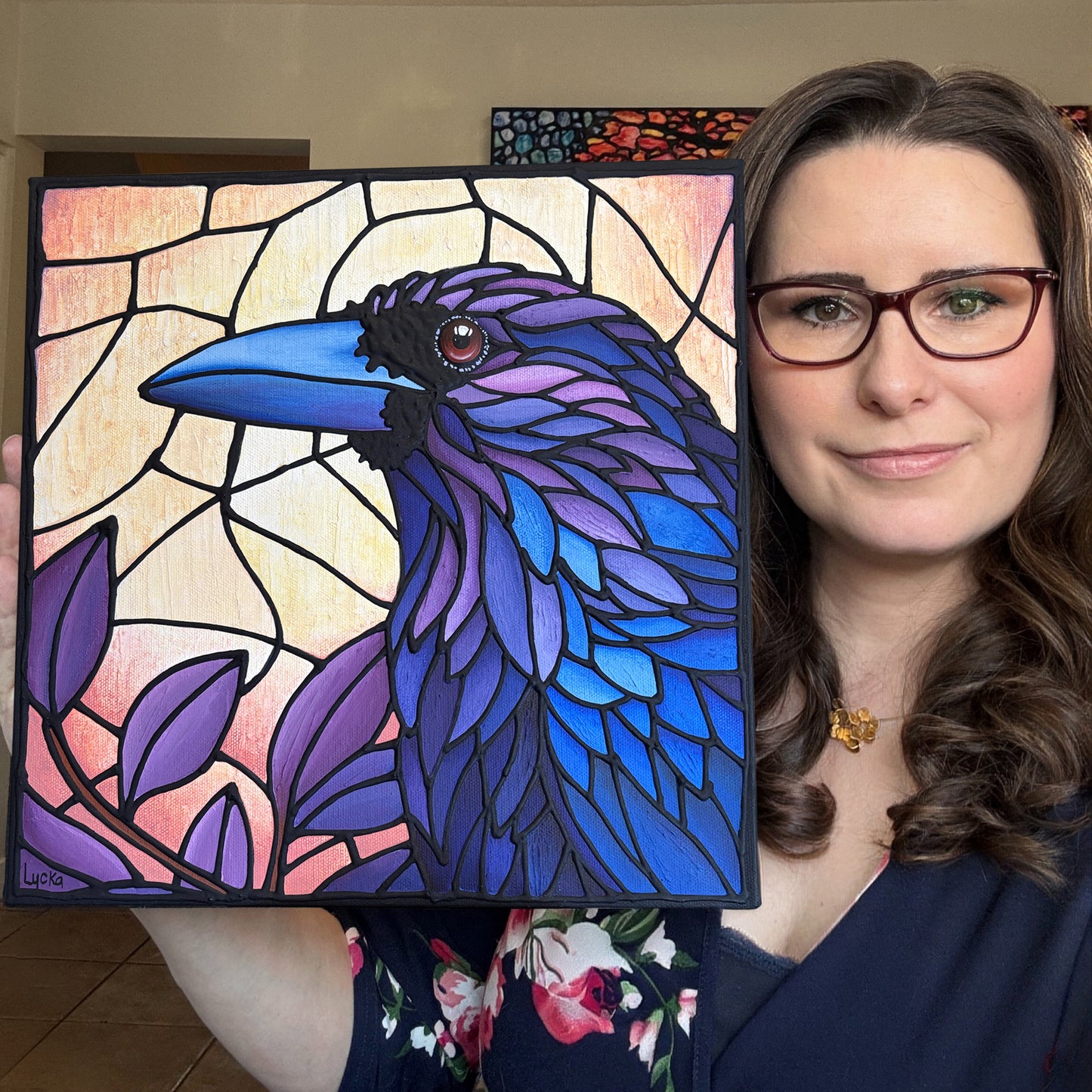 Raven Original Painting 12 x 12 inch