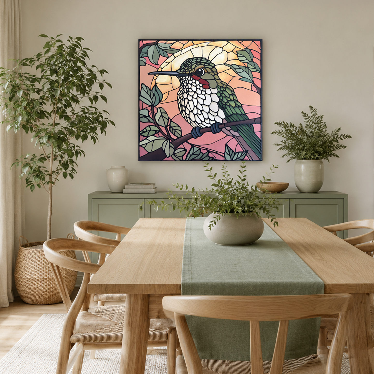 Hummingbird Original Painting 24 x 24 inch