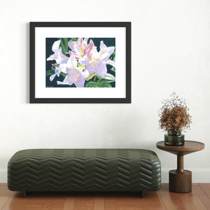 Lily Flowers Original Painting Framed 20" x 28"