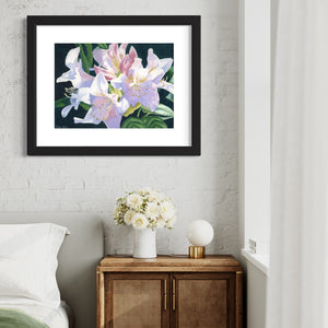 Lily Flowers Original Painting Framed 20" x 28"