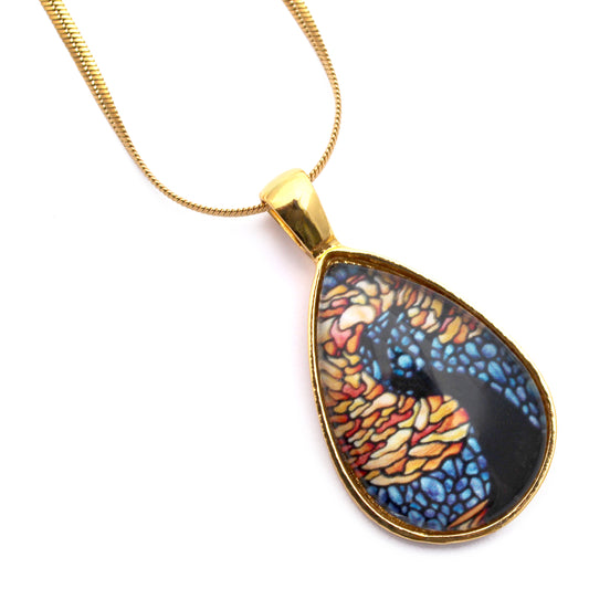 Autumn Tree Gold Teardrop Necklace