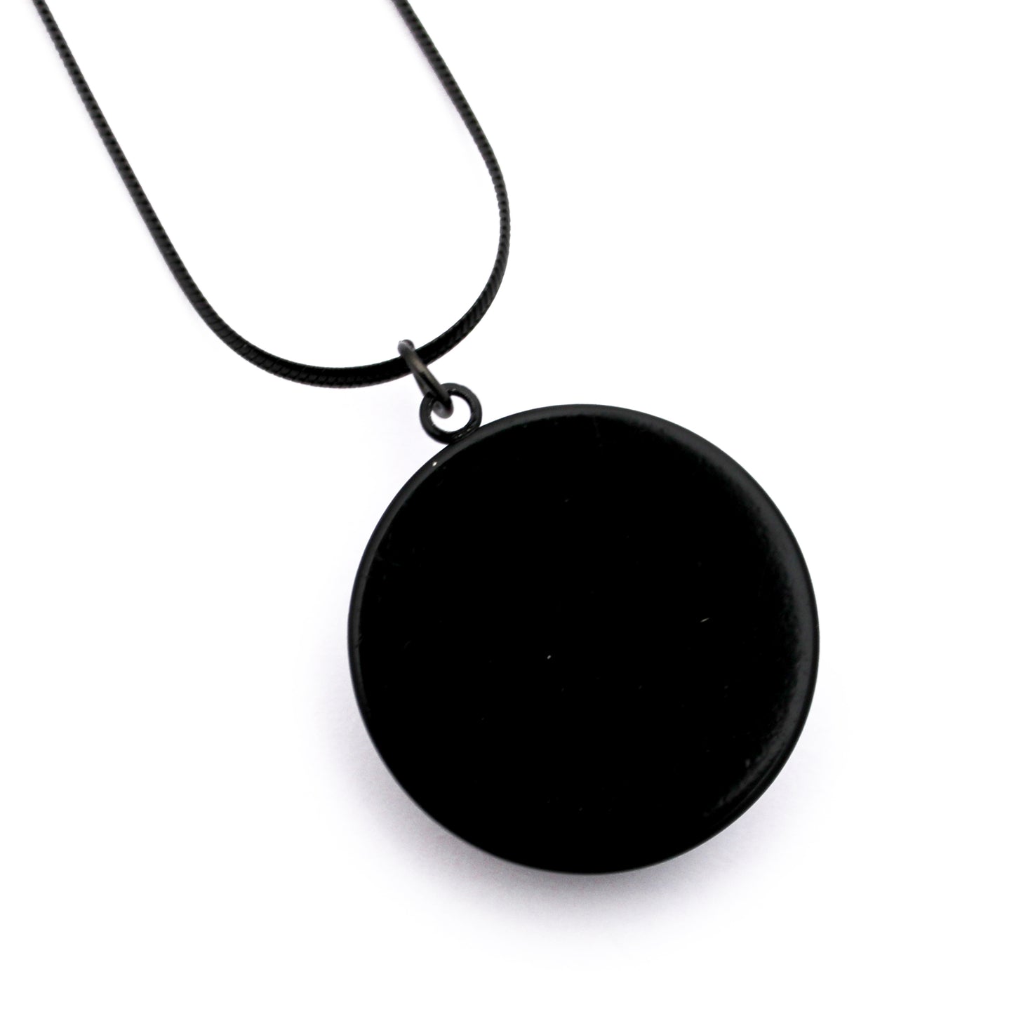 Purple Iris Black Circle Glass Necklace