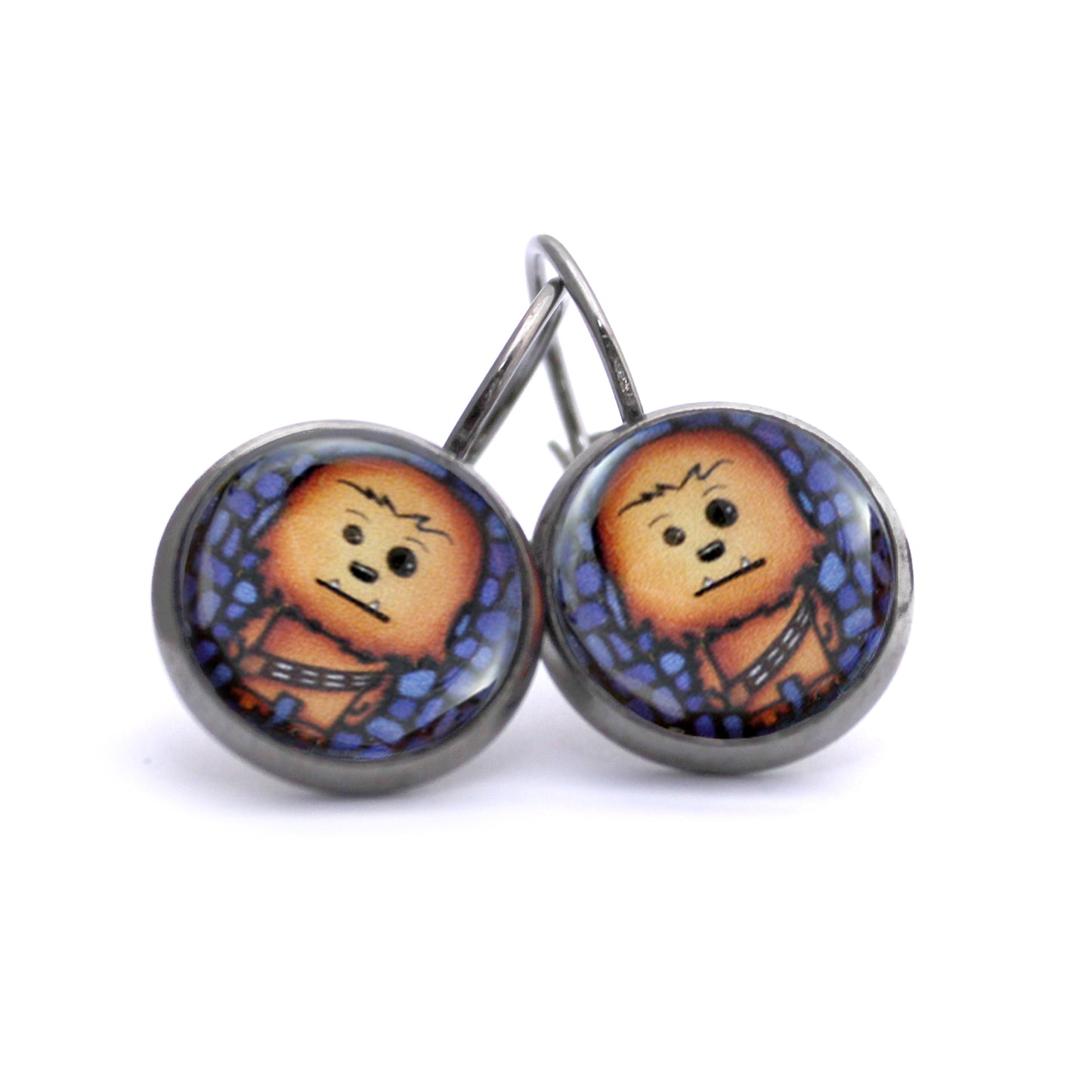 Grumpy Space Dog Dangle Earrings