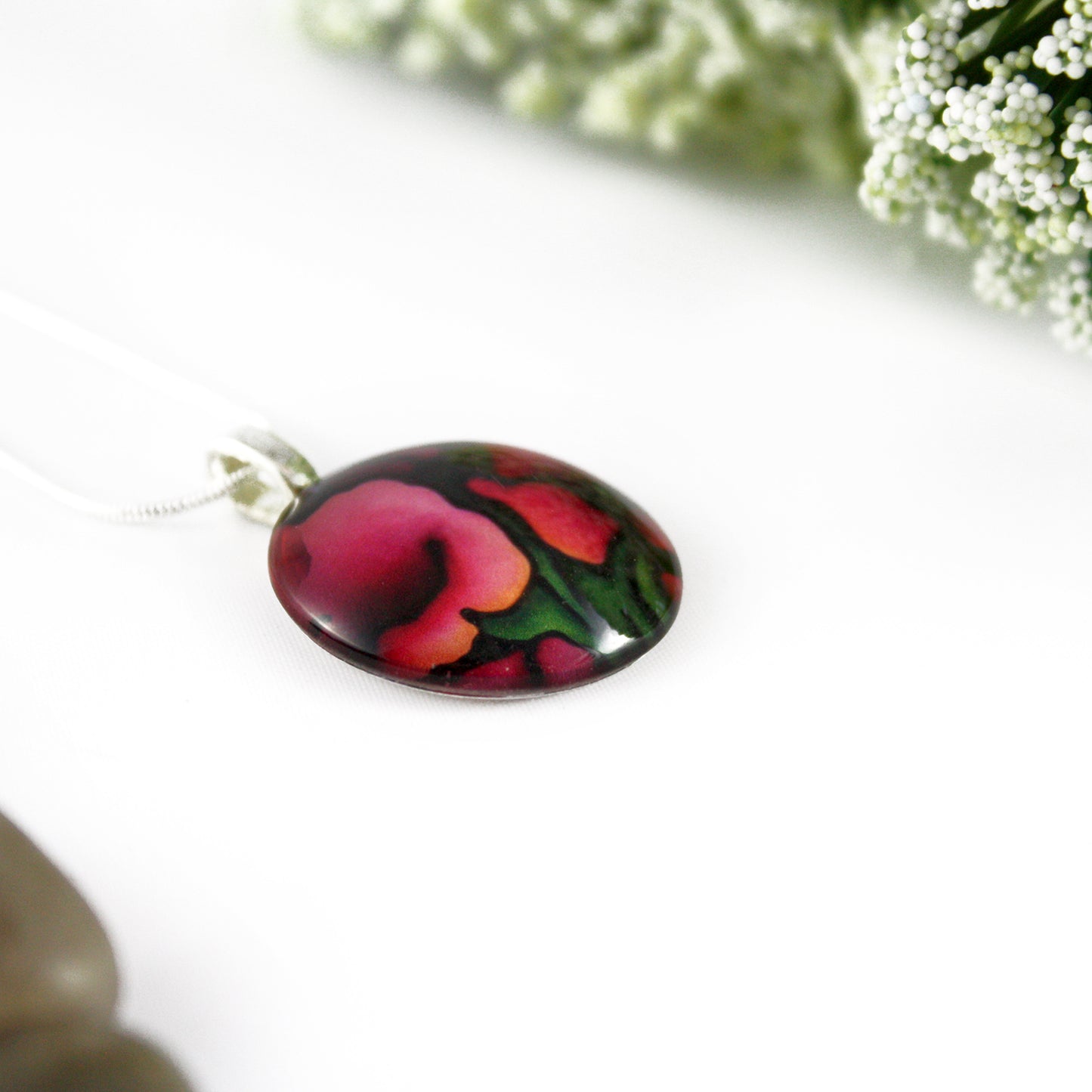 Red Gladiolus Circle Necklace