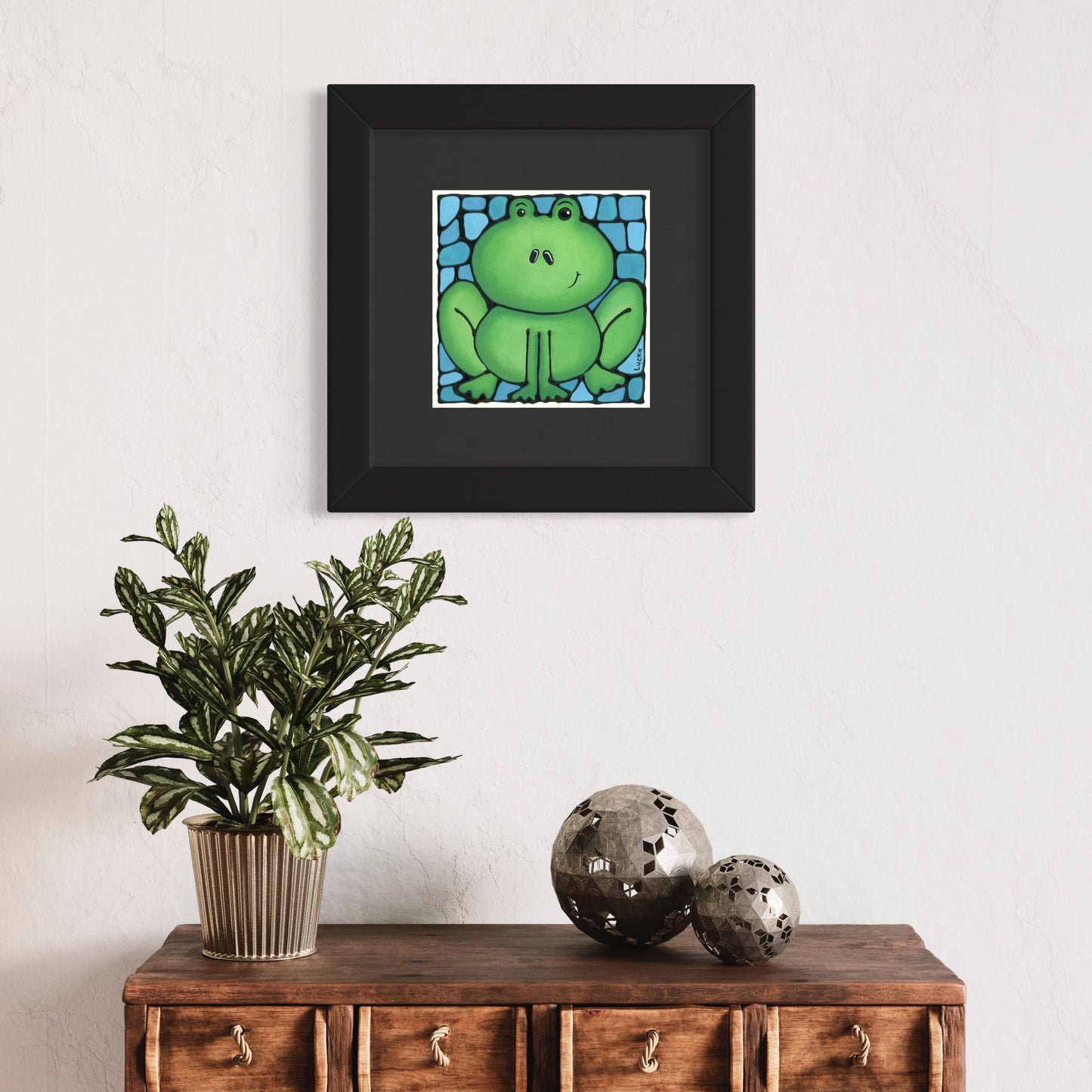 Frog Original Painting Framed