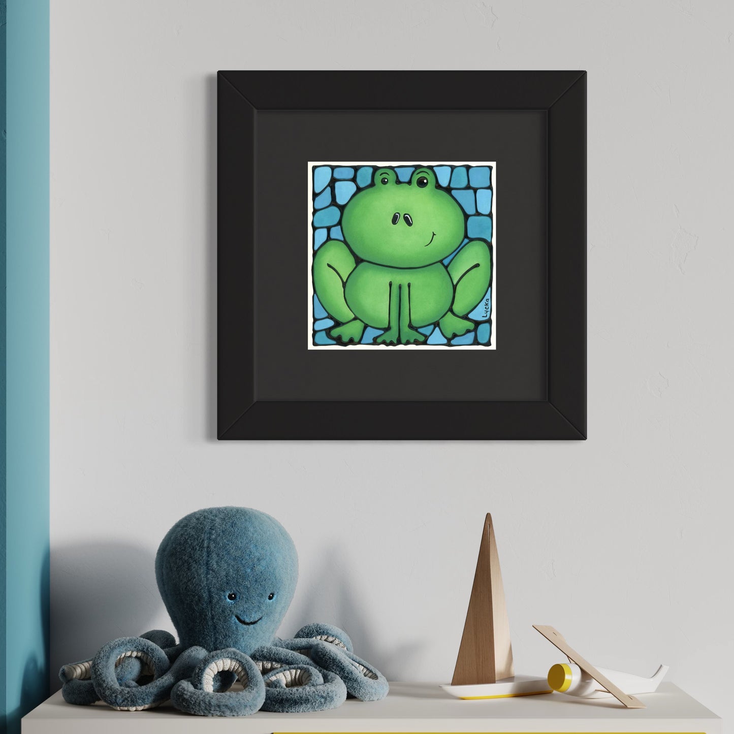 Frog Original Painting Framed