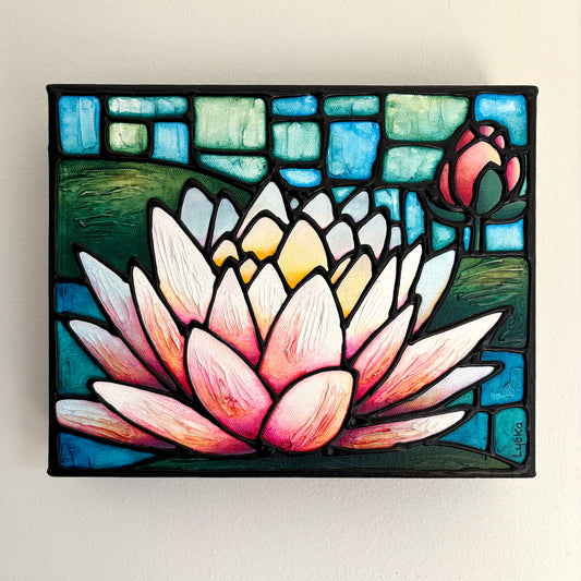 Lotus Flower Original Painting 10 x 8 inch