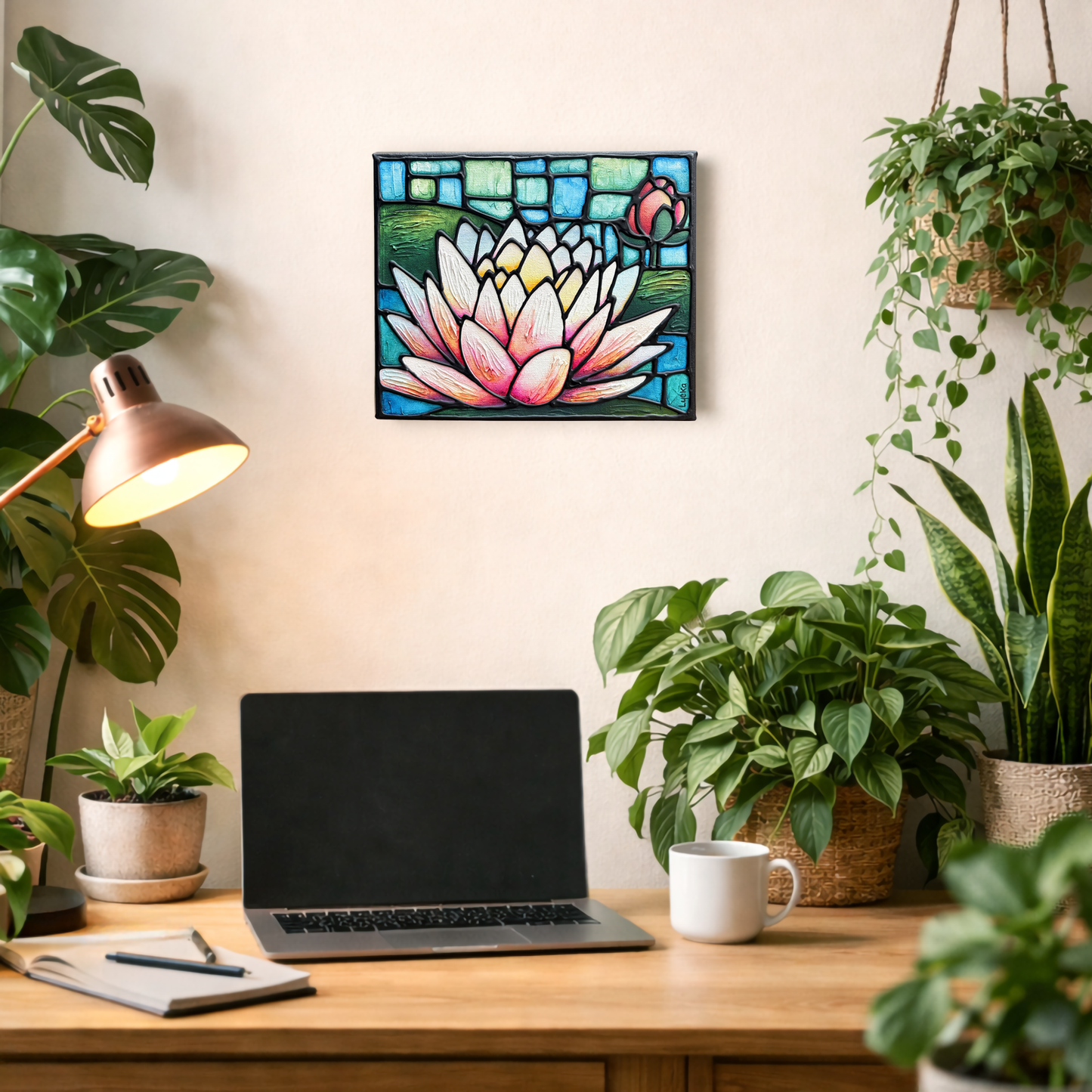 Lotus Flower Original Painting 10 x 8 inch