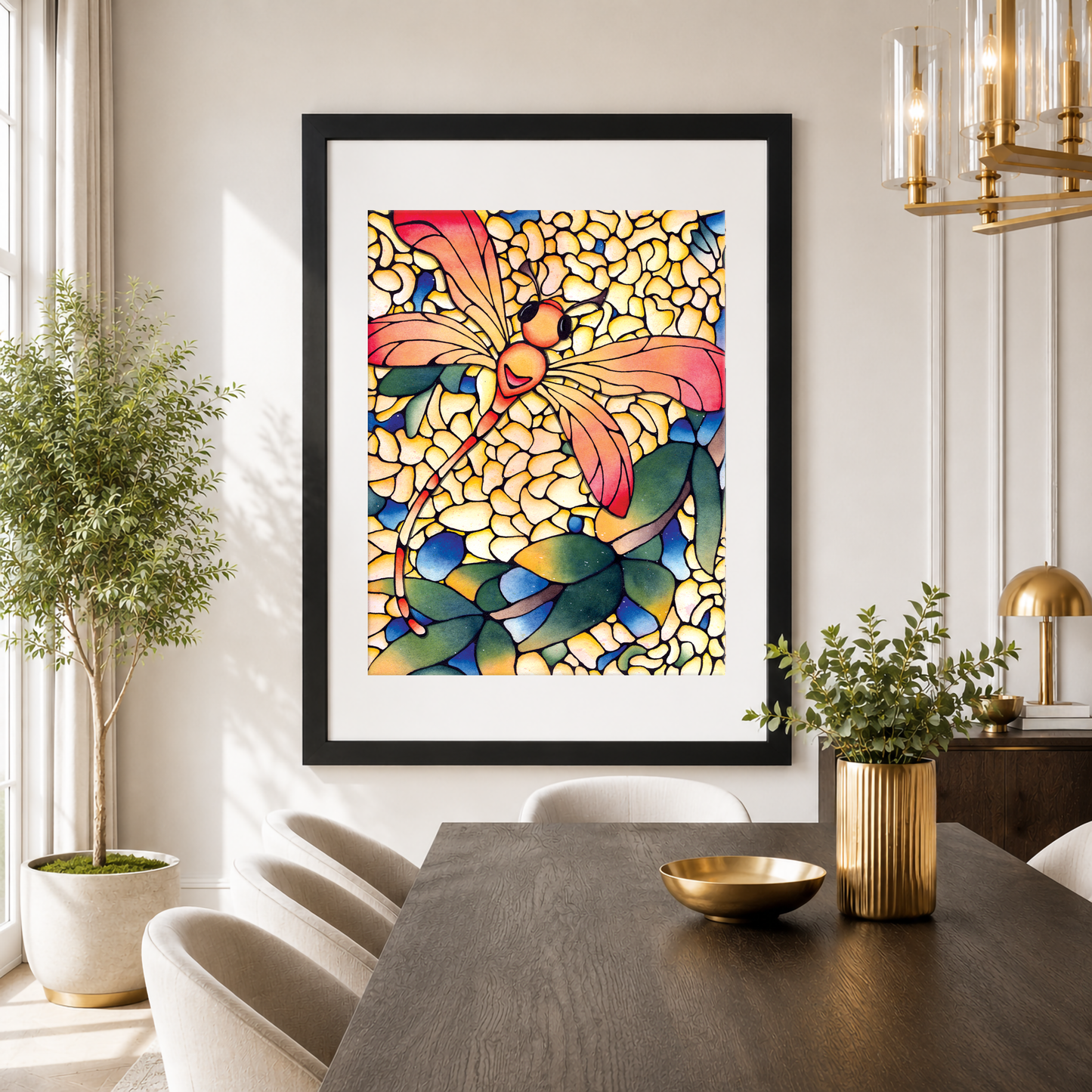 Orange Dragonfly Art Print