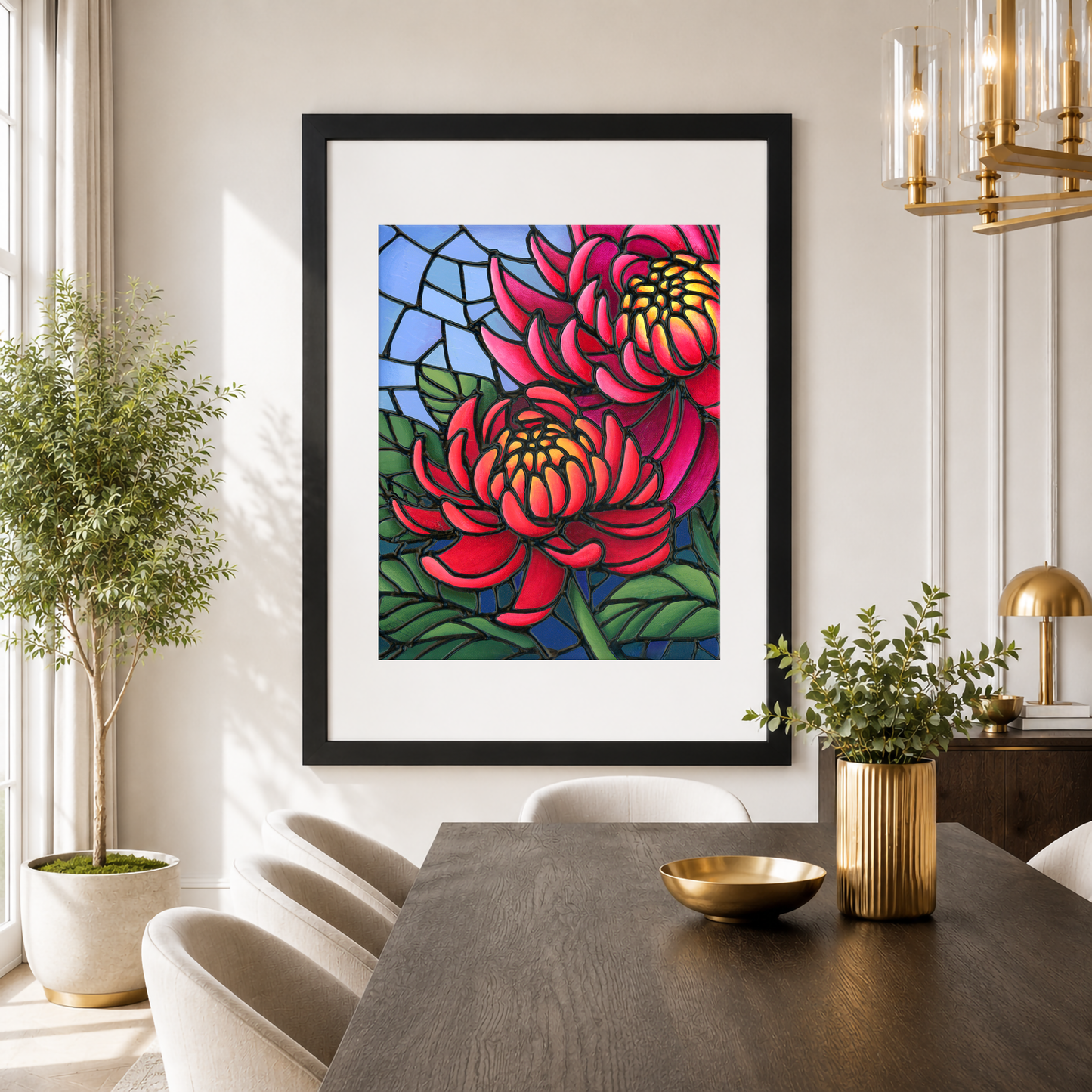 2 Pink Chrysanthemums Art Print