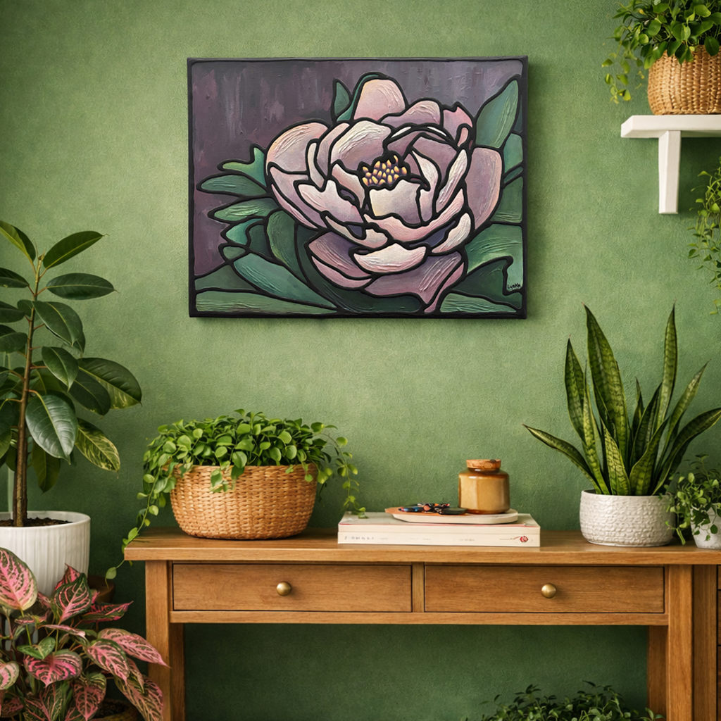 Peony Flower Original Painting 16 x 12 inch