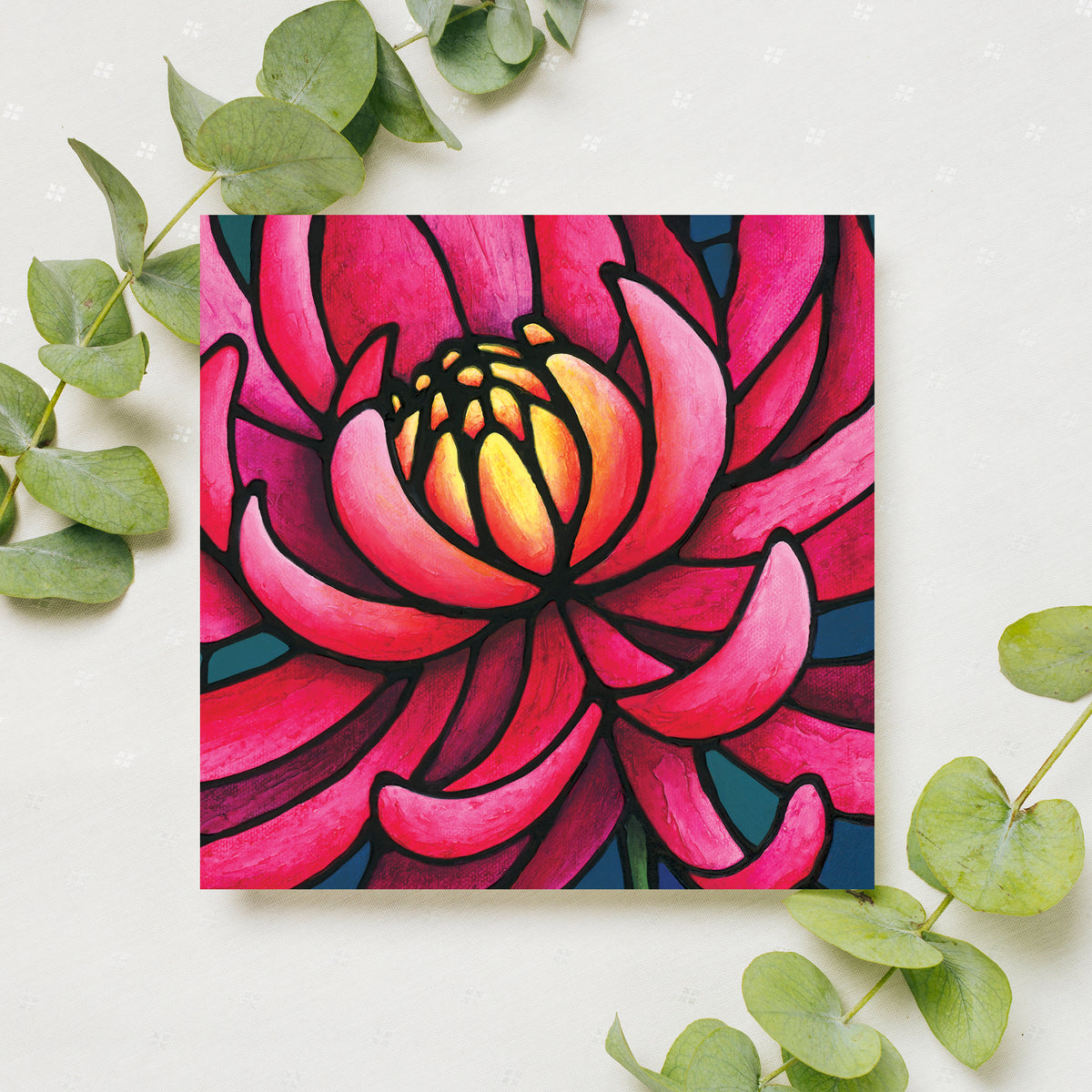 Pink Chrysanthemum Flower Greeting Card
