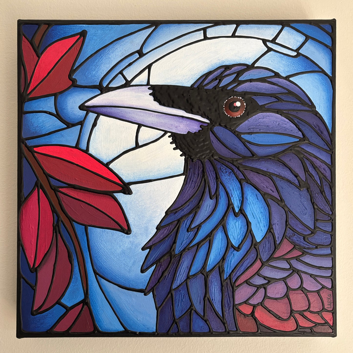 Moonlight Raven Original Painting 12 x 12 inch