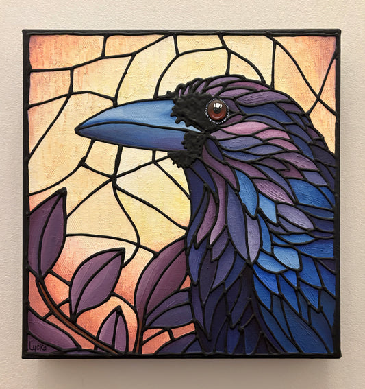 Raven Original Painting 12 x 12 inch