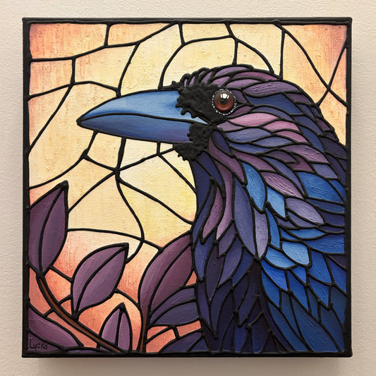 Raven Original Painting 12 x 12 inch