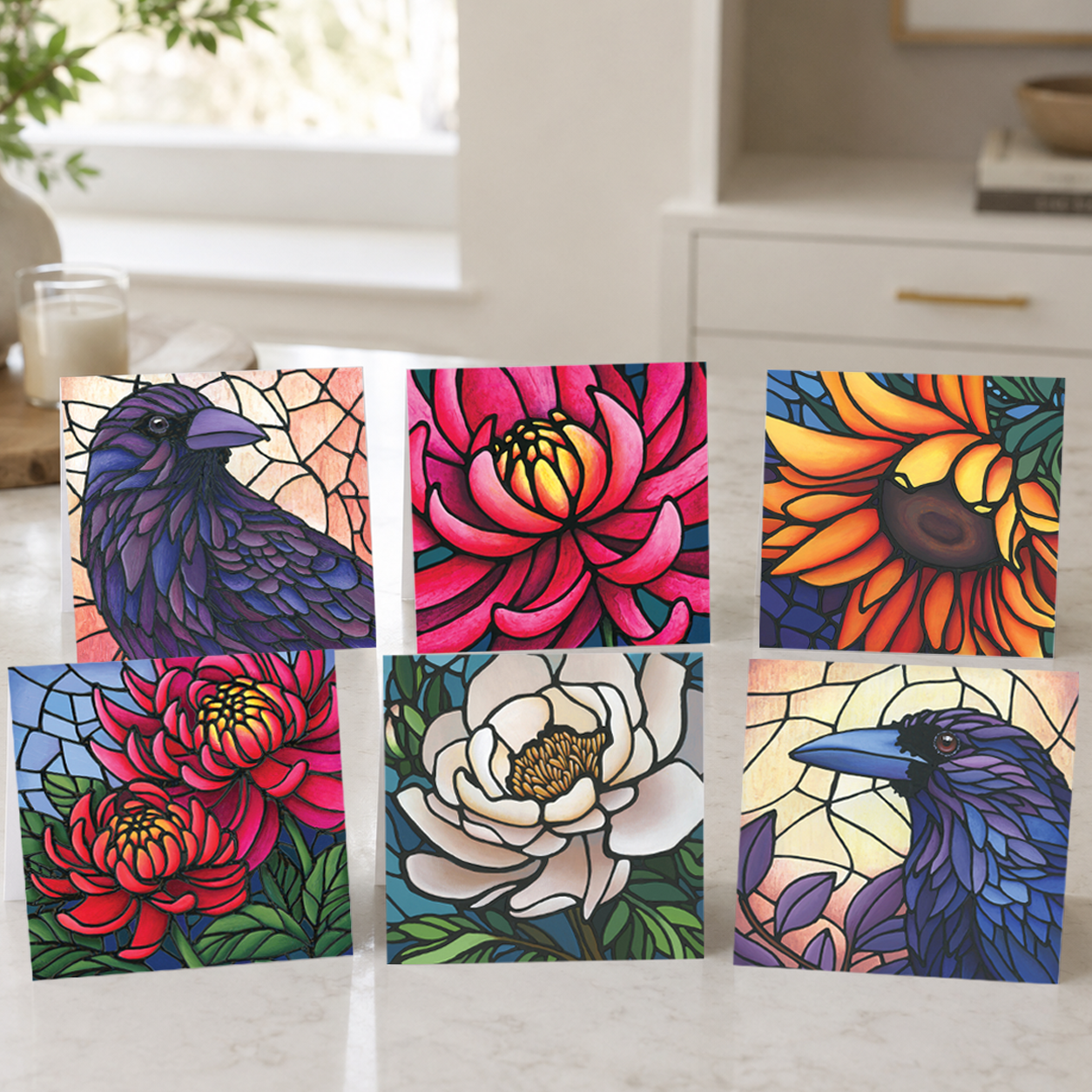 Set of 6 Square Greeting Cards