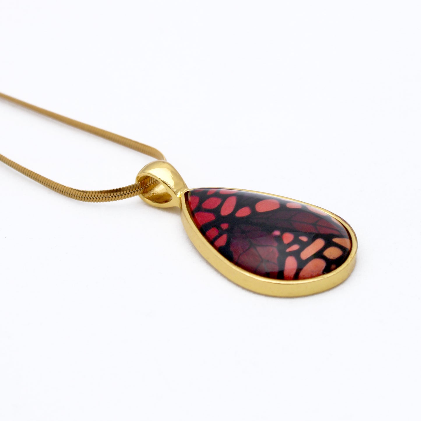 Autumn Leaves Gold Teardrop Necklace