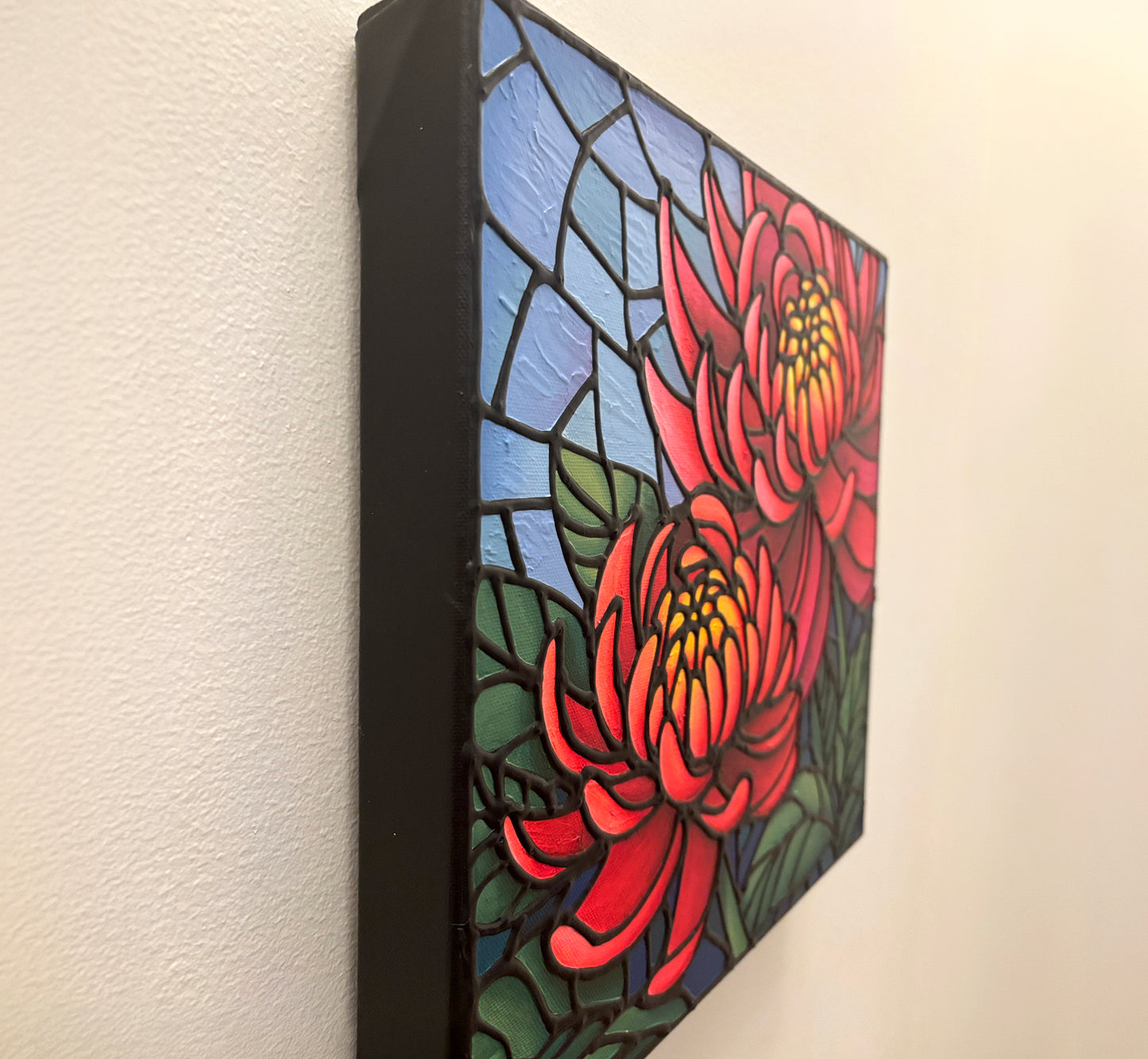 Chrysanthemum Flowers Original Painting 12 x 12 inch