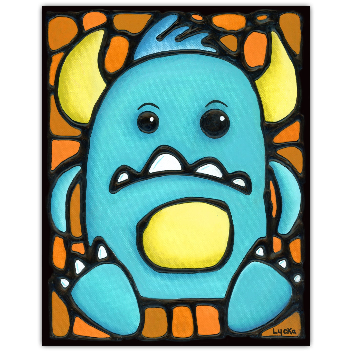 Snuggle Beast Monster Painting 8" x 10"