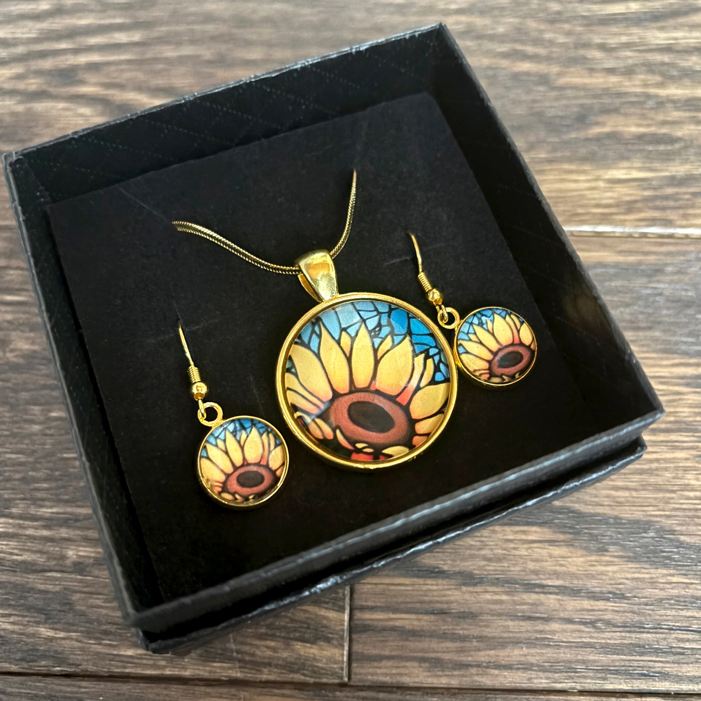 Sunflower Circle Gold Jewellery Set