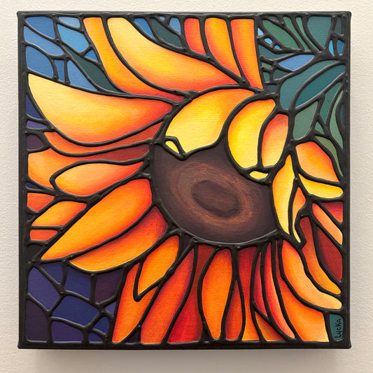 Yellow Sunflower Original Painting 12 x 12 inch
