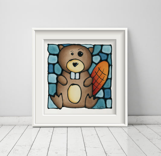 Beaver Square Wall Art Print