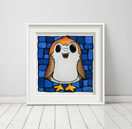 Chubby Space Penguin Art Print