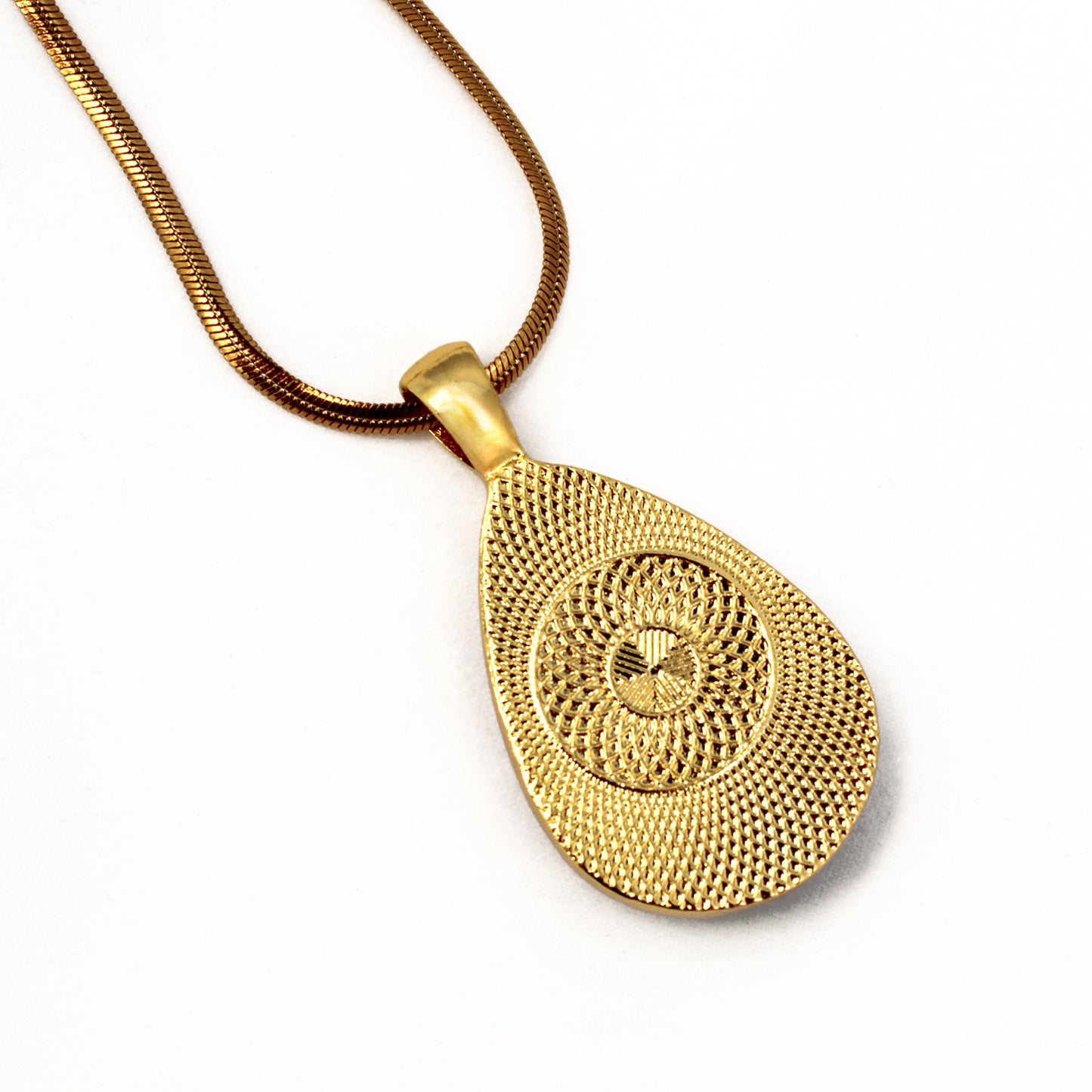 Orange Sunflower Teardrop Necklace