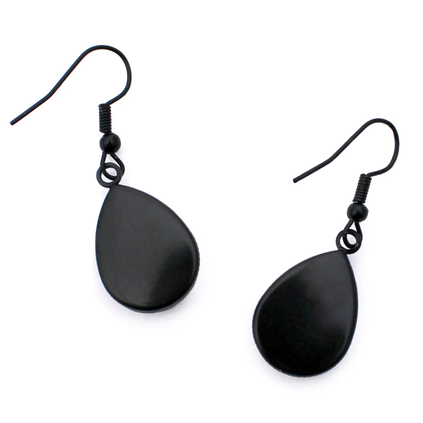 Red Sunflower Black Teardrop Glass Earrings