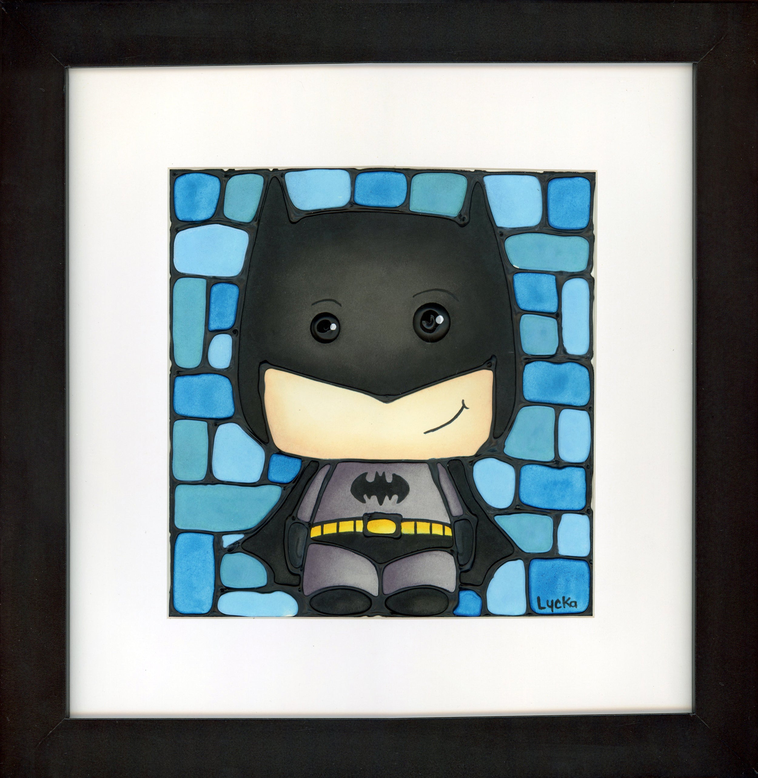 Batman Original Painting 14" x 14" Framed