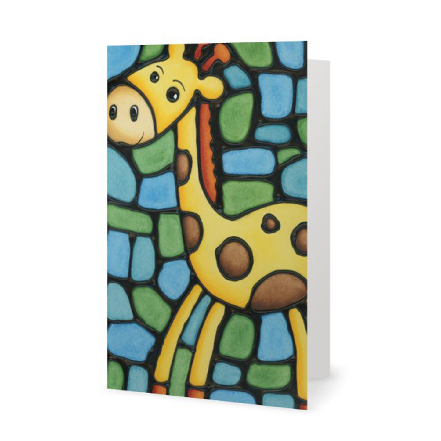 Giraffe (Blue) Large Greeting Card