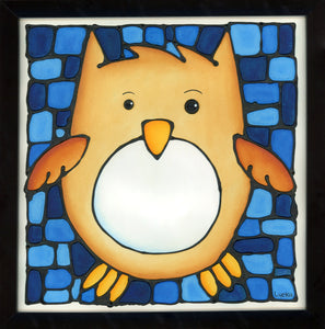 Owl Original Painting 13" x 13" Framed