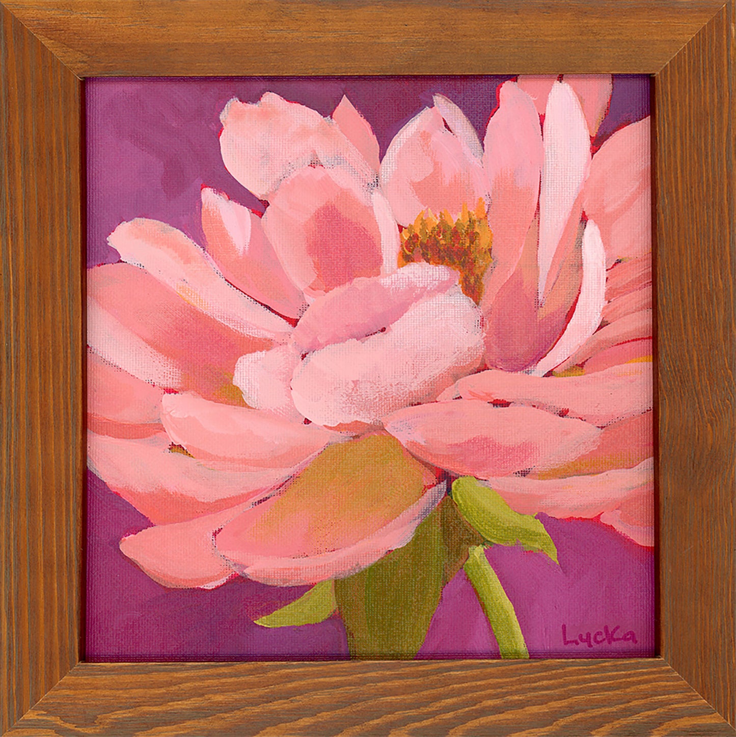 'Dreamy Peony' Original Painting Framed 10" x 10"