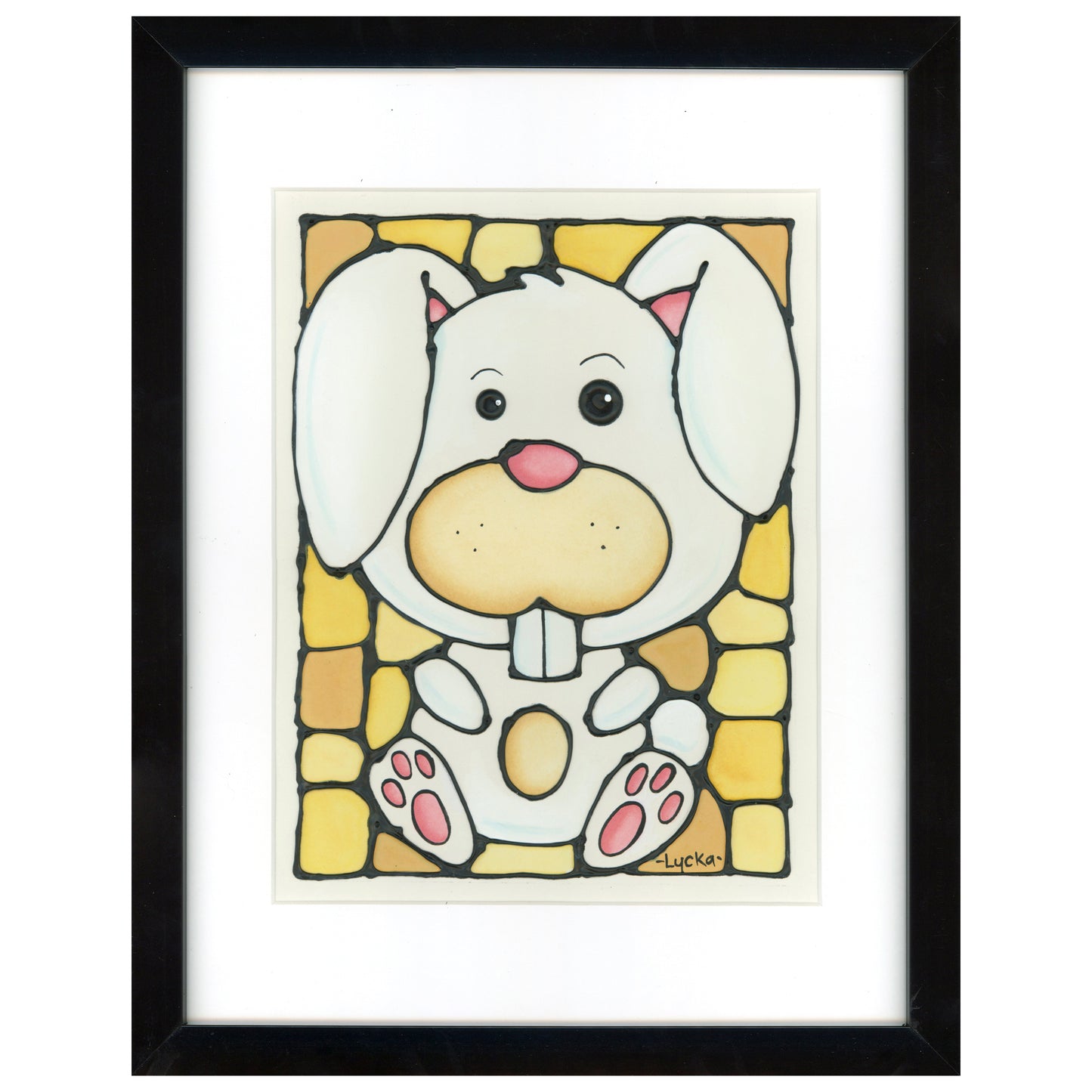 Bunny Original Painting 12" x 15" Framed