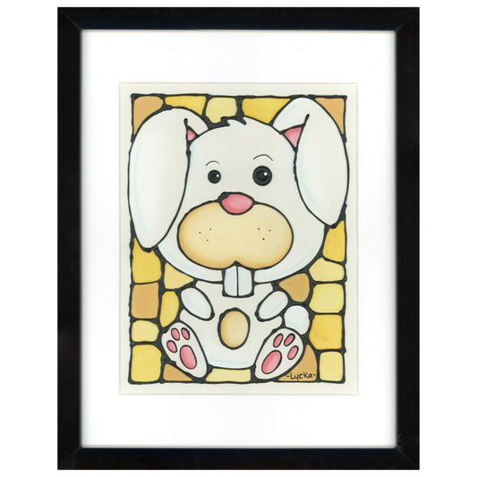 Bunny Original Painting 12" x 15" Framed