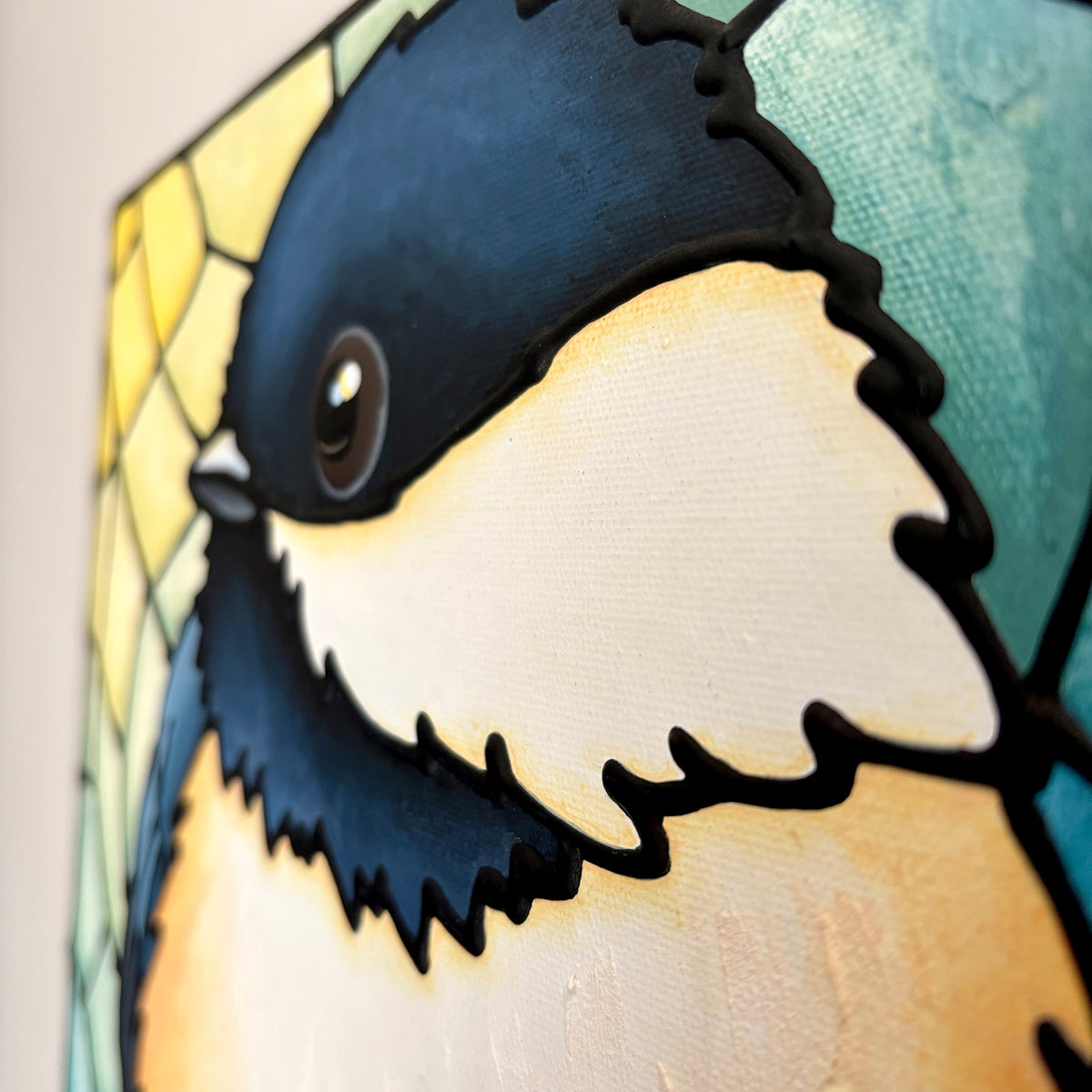 Chickadee Original Painting 12 x 12 inch