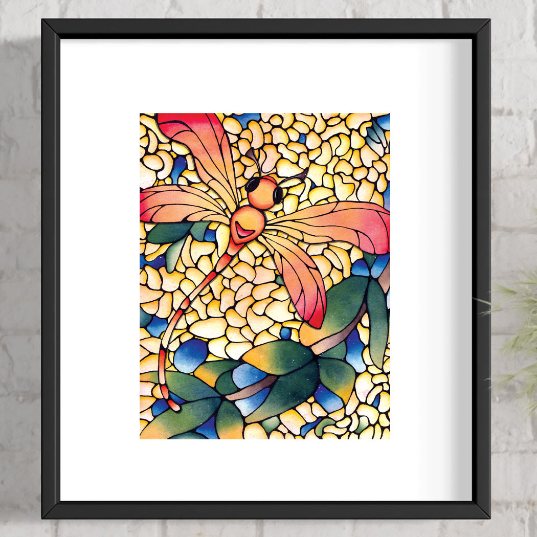 Orange Dragonfly Art Print