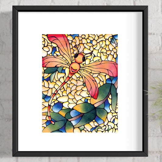 Orange Dragonfly Art Print