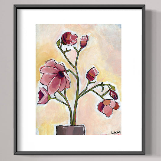Pink Magnolia Flower Art Print